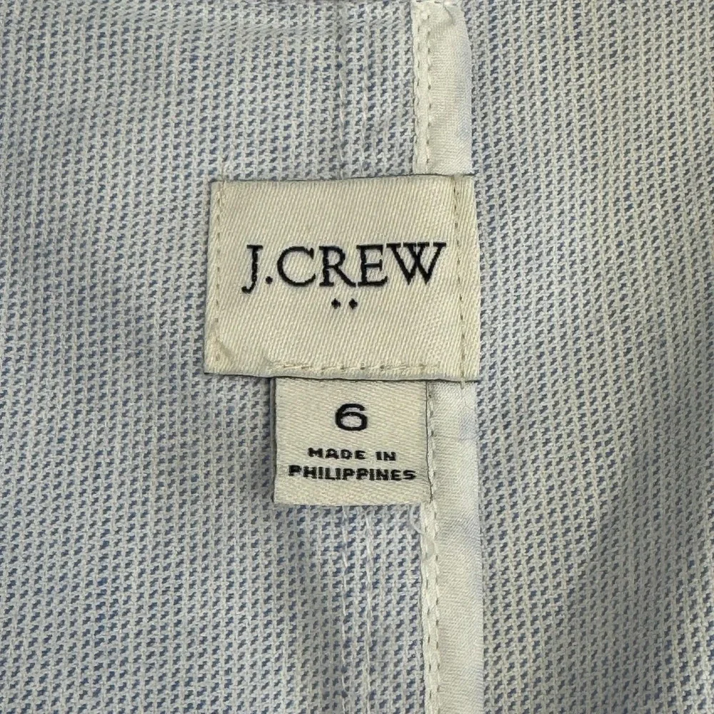 J‎ Crew Blazer Women's 6 Blue Striped Seersucker Linen Blend Lightweight Relaxed - Picture 9 of 15